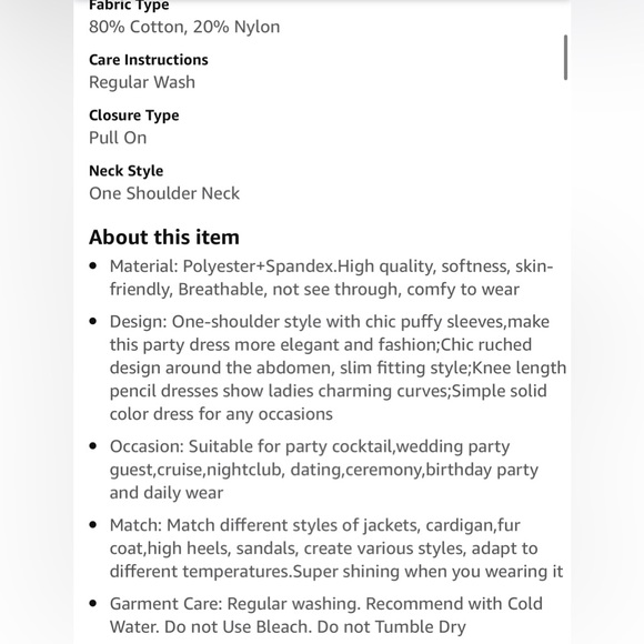 Womens Sexy One Shoulder Bodycorn Dresses PuffySleeves CocktailPartyMini - Picture 5 of 5